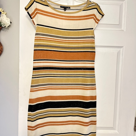 Banana Republic Striped Midi Dress in Orange and Black, great with boots& belt - Picture 1 of 5